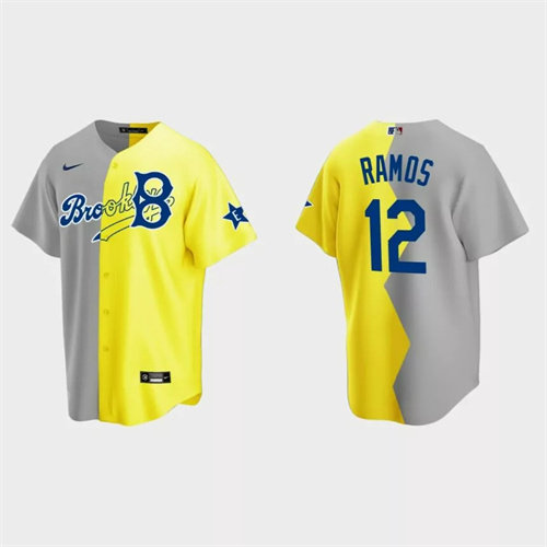 Anthony Ramos Brooklyn Dodgers 2022 Celebrity Softball Game Split Jersey – Gray Yellow.jpg