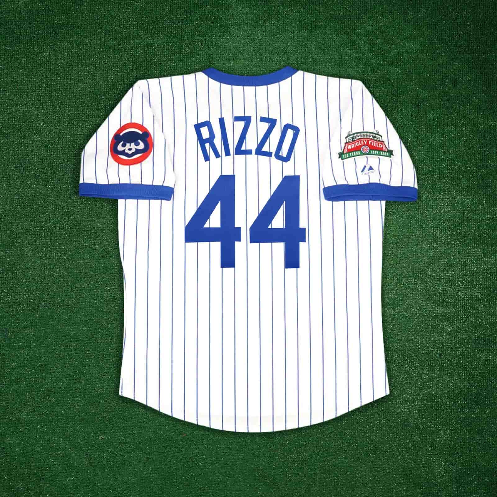 Anthony Rizzo Chicago Cubs Men's Home White Wrigley 100th Cooperstown Jersey