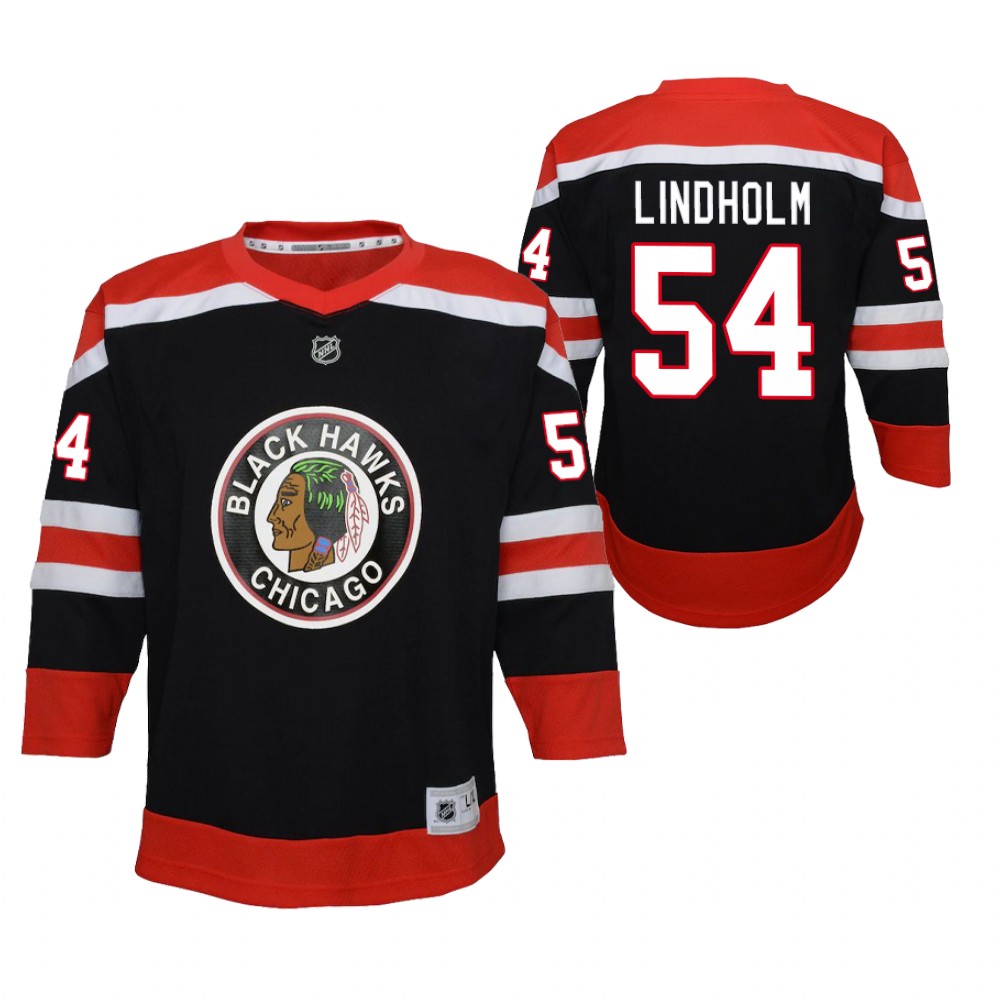 Anton Lindholm Chicago Blackhawks 2021 Reverse Retro Black Youth Jersey Special Edition