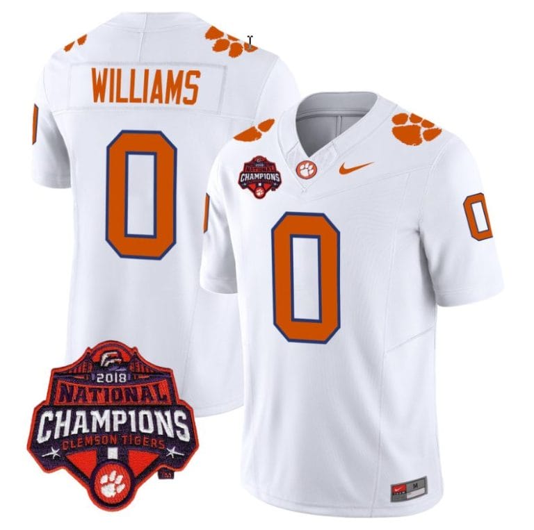 Antonio Williams Jersey #0 Clemson Tigers Vapor Limited Champions Patch College Football Stitched White