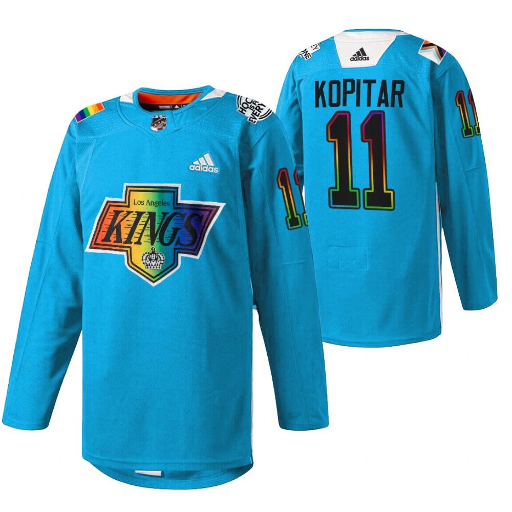Anze Kopitar Kings Pride Night Jersey Blue Warm-Up