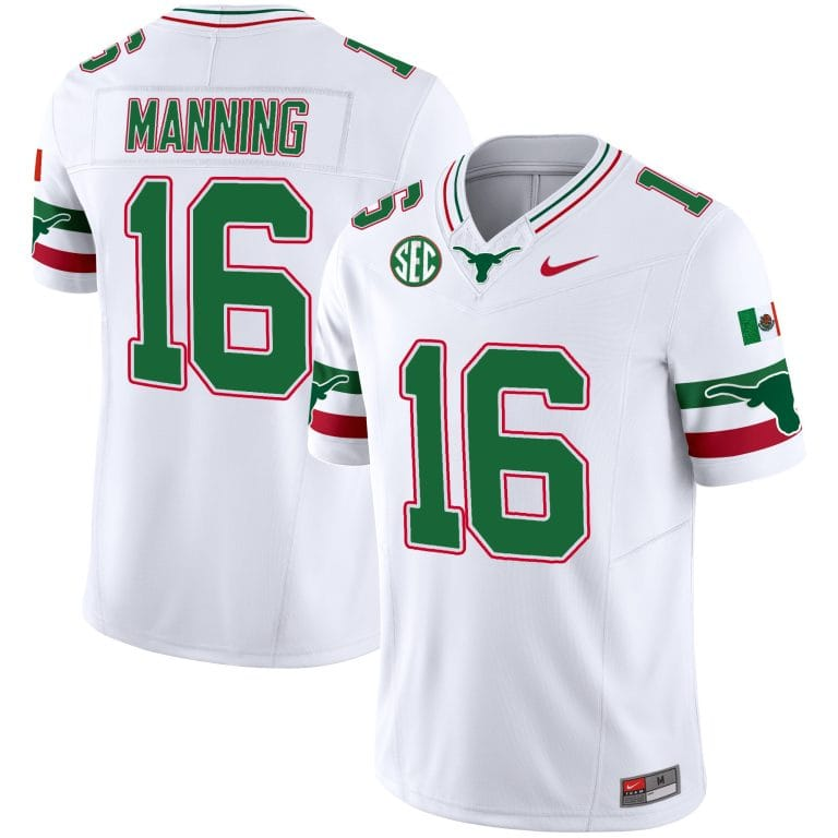 Arch Manning Jersey #16 Texas Longhorns football Green