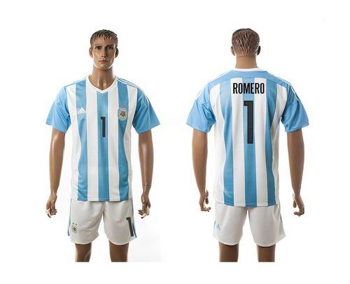 Argentina #1 Romero Home Soccer Country Jersey