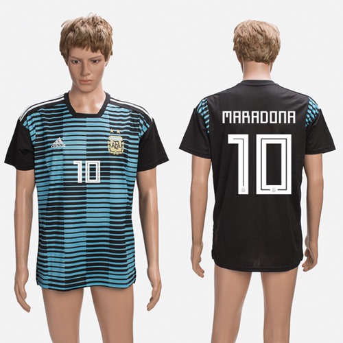Argentina #10 Maradona Black Training Soccer Country Jersey