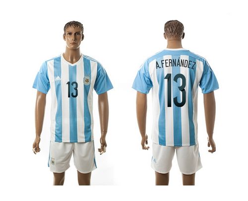 Argentina #13 A.Fernandez Home Soccer Country Jersey