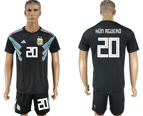 Argentina #20 Kun Aguero Away Soccer Country Jersey