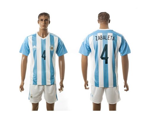 Argentina #4 Zabaleta Home Soccer Country Jersey