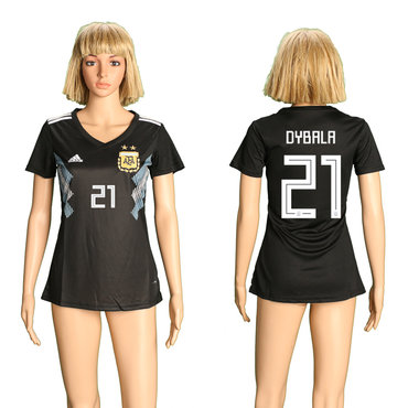 Argentina 21 DYBALA Away Women 2018 FIFA World Cup Soccer Jersey
