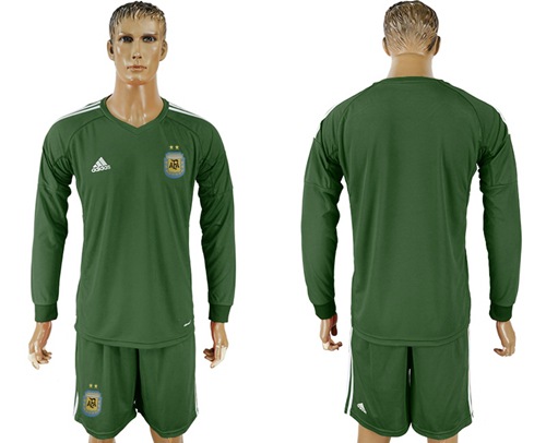 Argentina Blank Army Green 2018 FIFA World CupLong Sleeves Goalkeeper Soccer Country Jersey