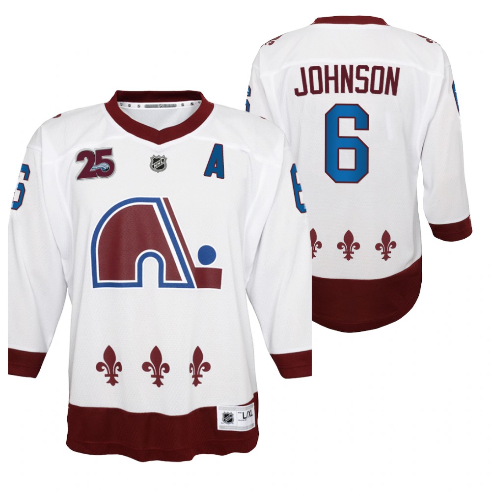 Arik Johnson Colorado Avalanche 2021 Reverse Retro White Youth Jersey 25th special Edition