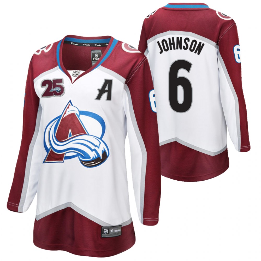Arik Johnson Colorado Avalanche 25th Anniversary White Jersey Away