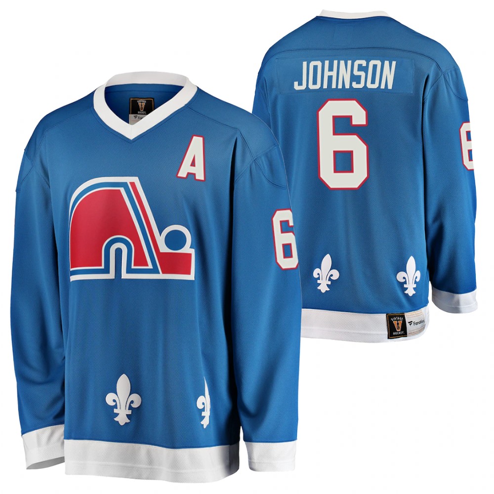Arik Johnson Quebec Nordiques Heritage Vintage Jersey Blue