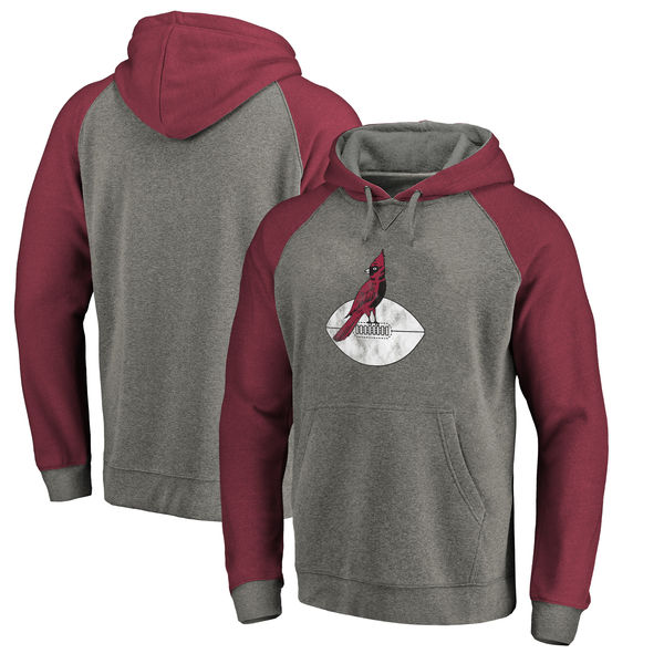 Arizona Cardinals NFL Pro Line By Fanatics Branded Throwback Logo Tri-Blend Raglan Pullover Hoodie Gray Cardinal