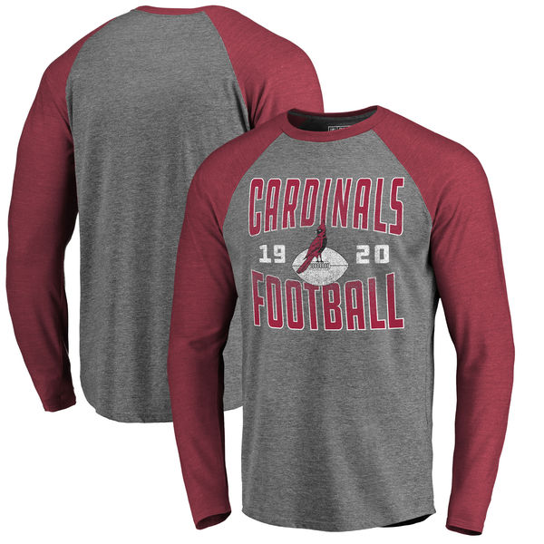 Arizona Cardinals NFL Pro Line By Fanatics Branded Timeless Collection Antique Stack Long Sleeve Tri-Blend Raglan T-Shirt Ash