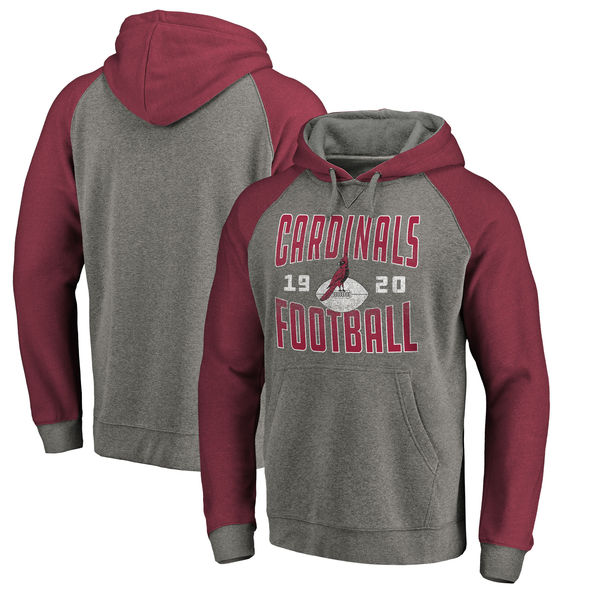 Arizona Cardinals NFL Pro Line By Fanatics Branded Timeless Collection Antique Stack Tri-Blend Raglan Pullover Hoodie Ash