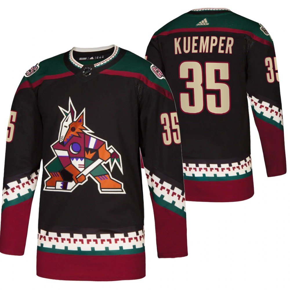 Arizona Coyotes Darcy Kuemper 2020-21 Throwback Kachina Away Black Jersey