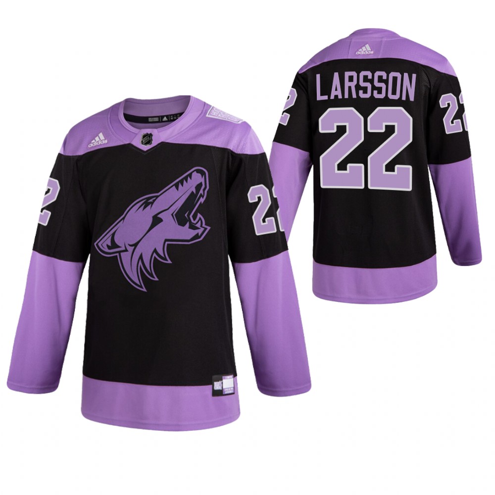 Arizona Coyotes HockeyFightsCancer Johan Larsson Purple Jersey Authentic