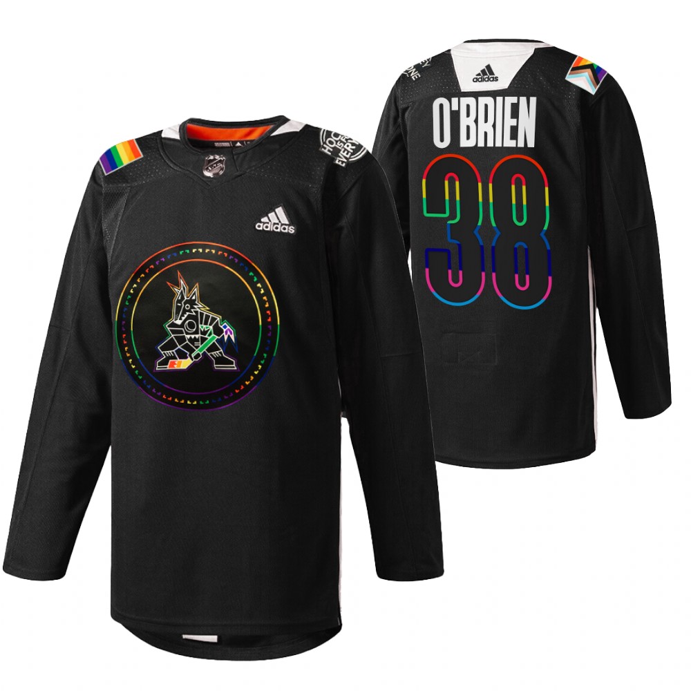 Arizona Coyotes Liam O'Brien Black Pride Night 2022 HockeyIsForEveryone Jersey