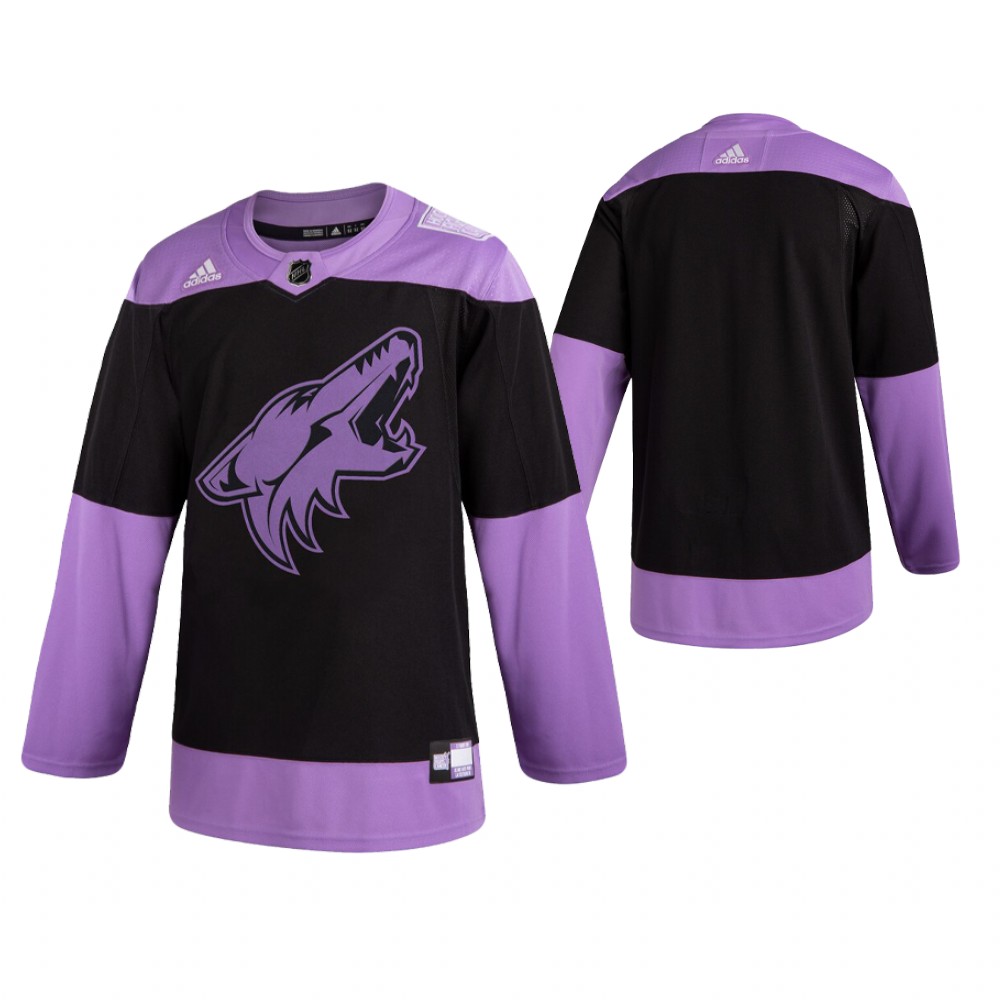Arizona Coyotes hockey Black Hockey Fights Cancer Jersey