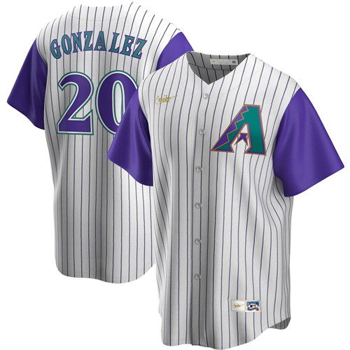 Arizona Diamondbacks #20 Luis Gonzalez Nike Alternate Cooperstown Collection Player MLB Jersey Cream Purple