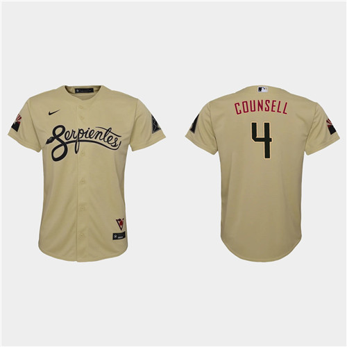 Arizona Diamondbacks #4 Craig Counsell Youth Nike 2021 City Connect MLB Jersey Gold