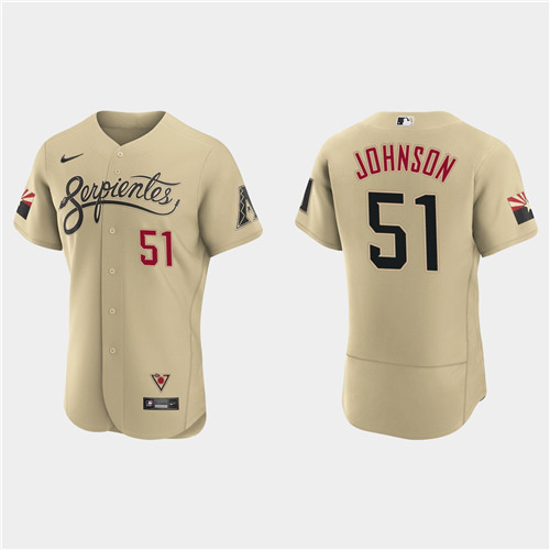 Arizona Diamondbacks #51 Randy Johnson Men's Nike 2021 City Connect Authentic MLB Jersey Gold
