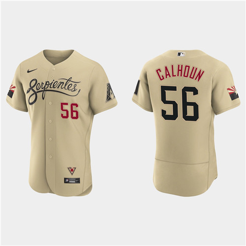 Arizona Diamondbacks #56 Kole Calhoun Men's Nike 2021 City Connect Authentic MLB Jersey Gold