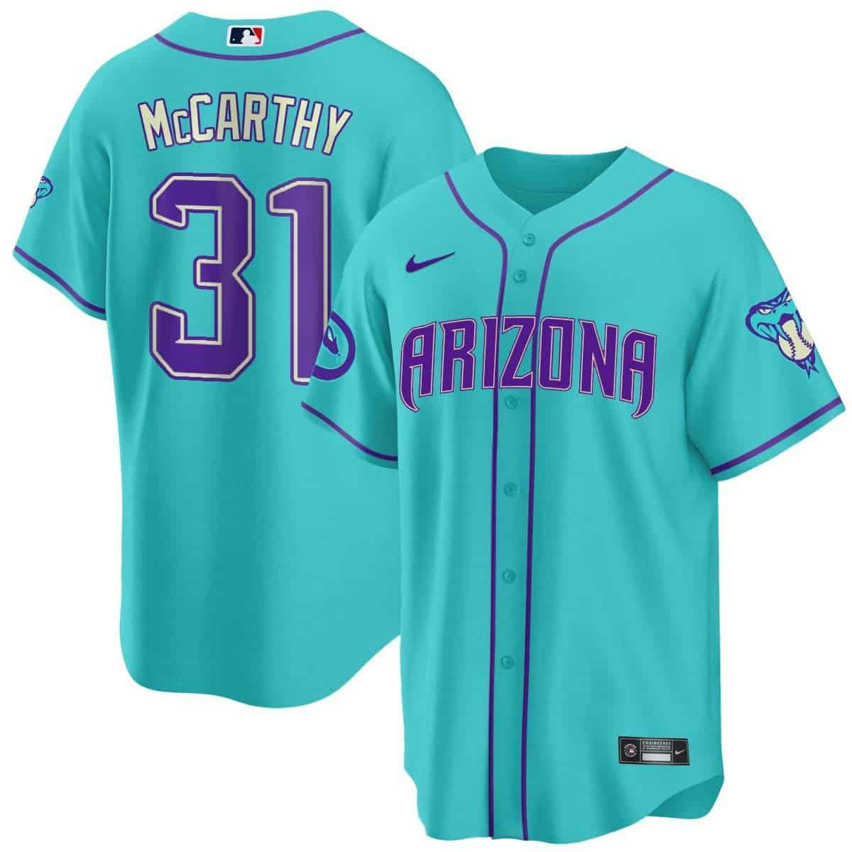 Arizona Diamondbacks 2024 Cool Base   baseball Jersey V2 – All Stitched  Teal #31 Jake Mccarthy