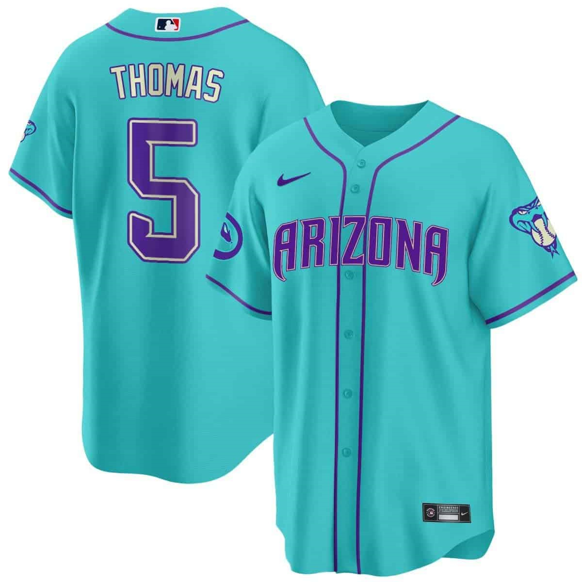 Arizona Diamondbacks 2024 Cool Base   baseball Jersey V2 – All Stitched  Teal #5 Alek Thomas
