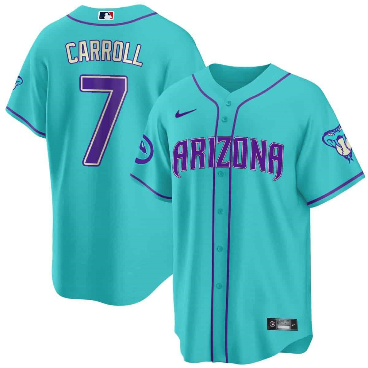 Arizona Diamondbacks 2024 Cool Base   baseball Jersey V2 – All Stitched  Teal #7 Corbin Carroll