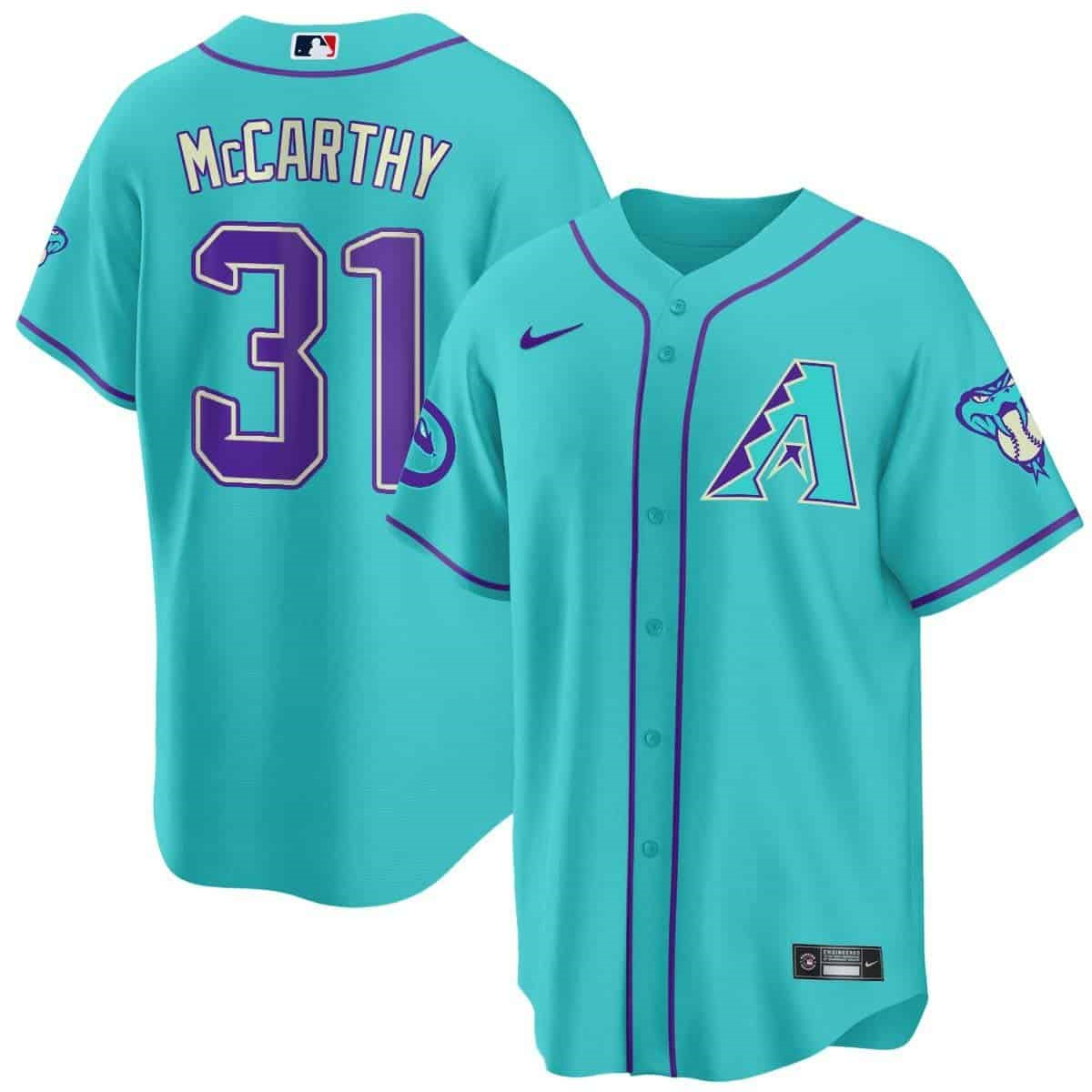 Arizona Diamondbacks 2024 Cool Base   baseball Jersey V2 – All Stitched  Teal Arizona #31 Jake Mccarthy