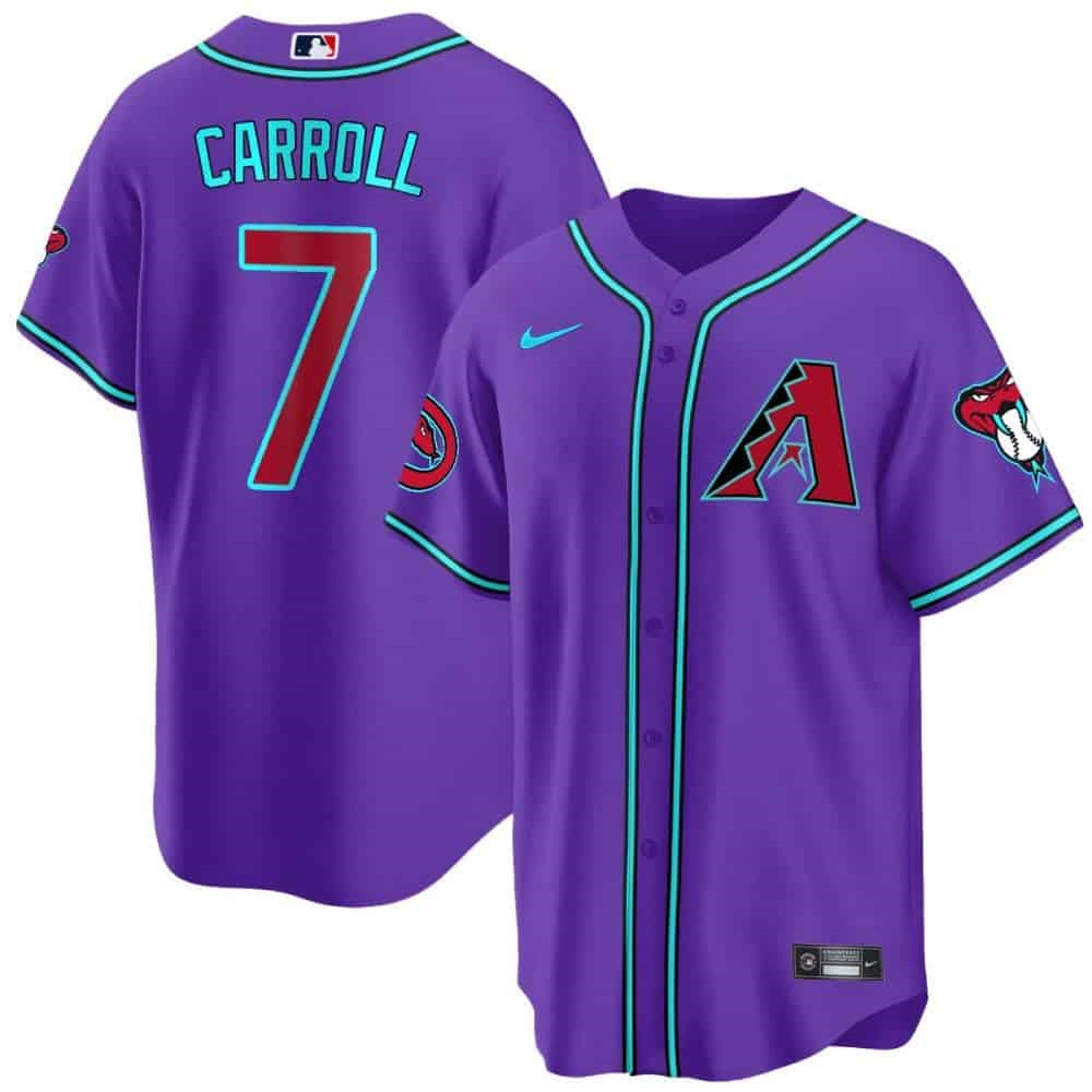 Arizona Diamondbacks 2024 Cool Base   baseball Jersey V2 – All Stitched Purple #7 Corbin Carroll