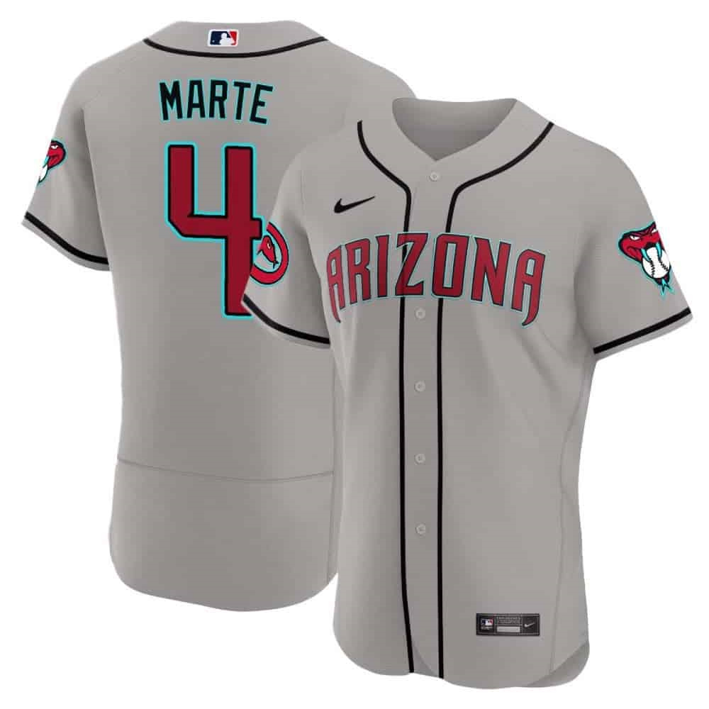 Arizona Diamondbacks 2024 Flex Base baseball  Jersey – All Stitched  Gray Road #4 Ketel Marte