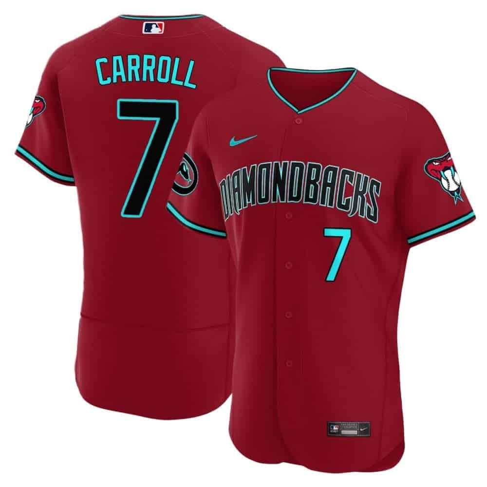 Arizona Diamondbacks 2024 Flex Base baseball  Jersey – All Stitched  Red Alternate #7 Corbin Carroll