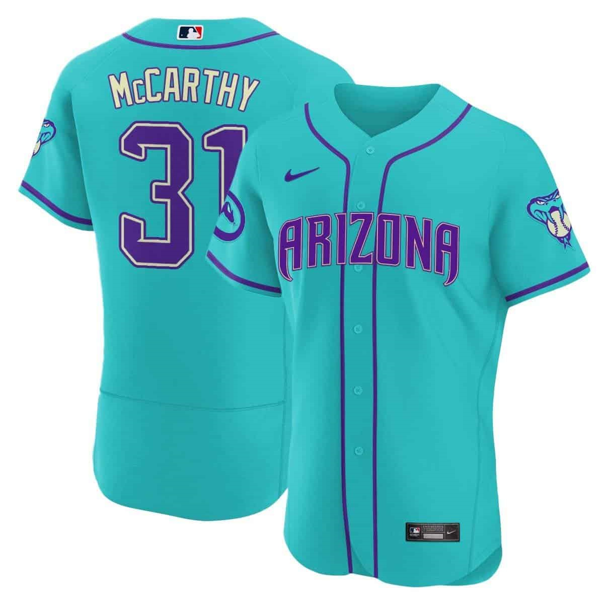 Arizona Diamondbacks 2024 Flex Base baseball  Jersey – All Stitched  Teal #31 Jake Mccarthy