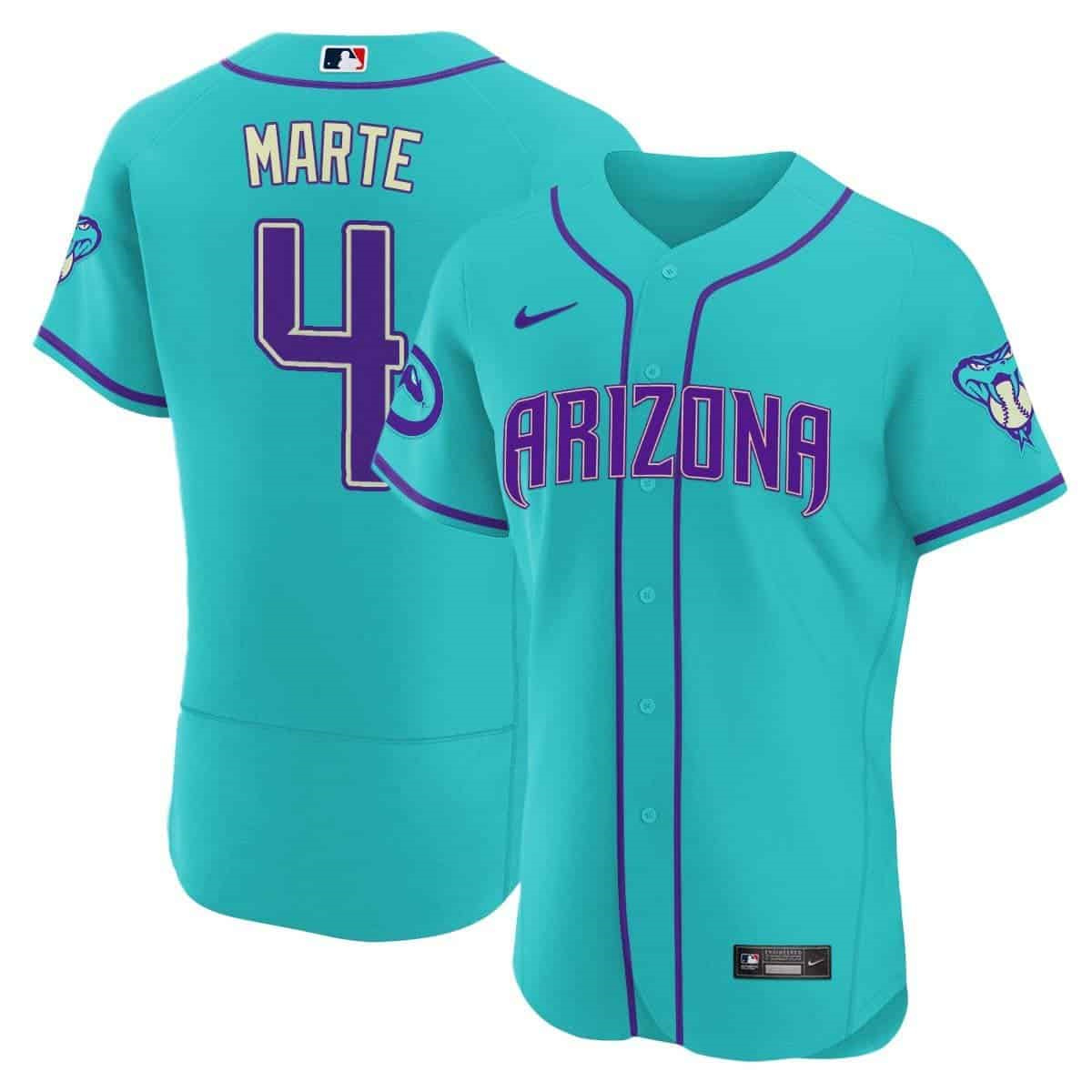 Arizona Diamondbacks 2024 Flex Base baseball  Jersey – All Stitched  Teal #4 Ketel Marte