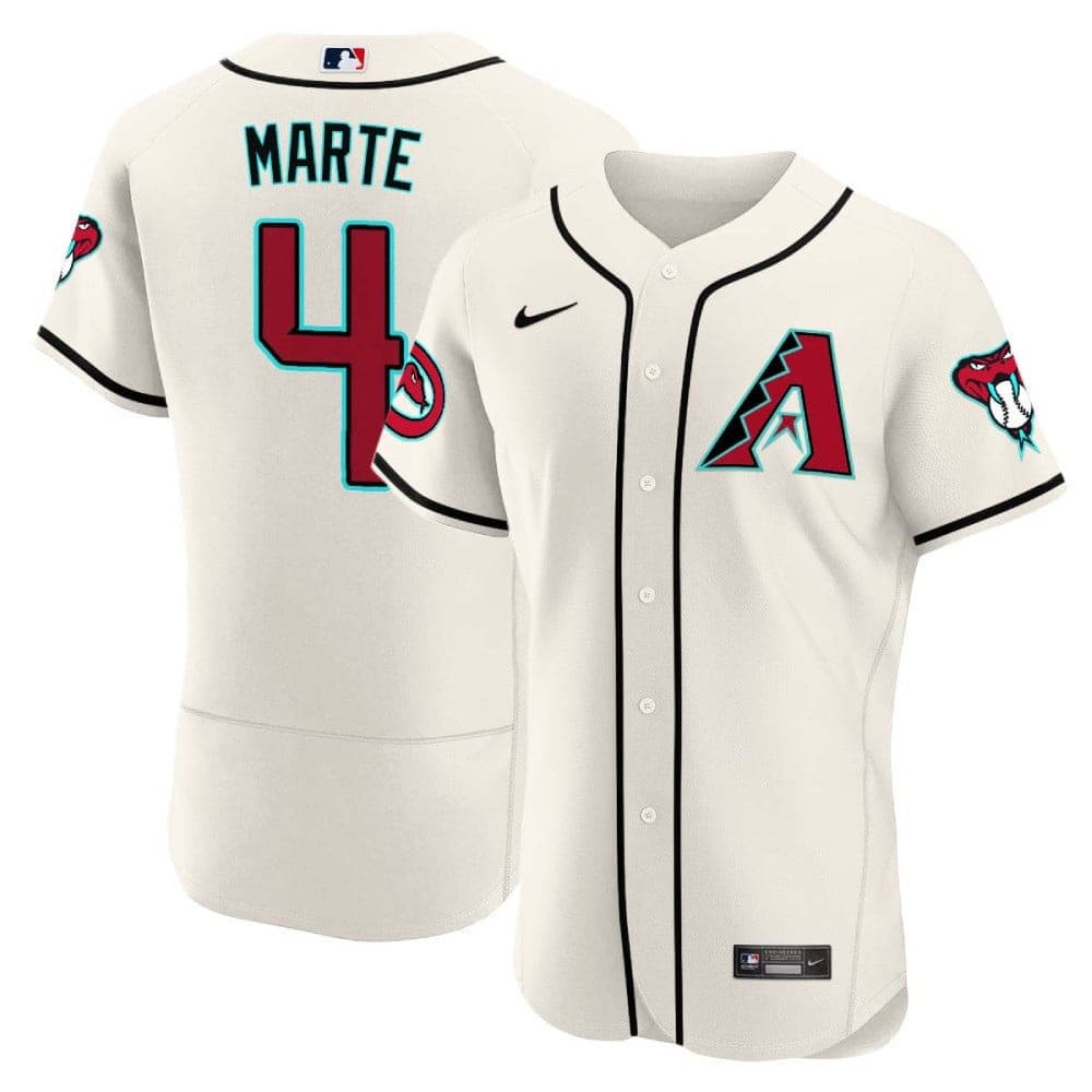 Arizona Diamondbacks 2024 Flex Base baseball  Jersey – All Stitched  White #4 Ketel Marte