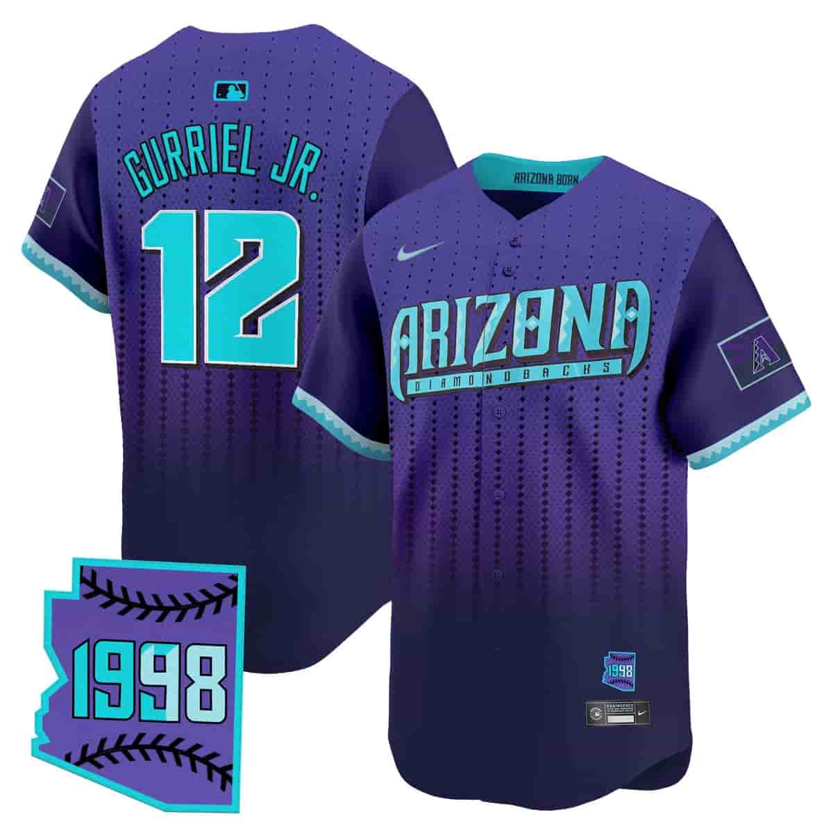 Arizona Diamondbacks 2025 City Connect Vapor Premier Limited  Jersey - Stitched  Lourdes Gurriel Jr. 12