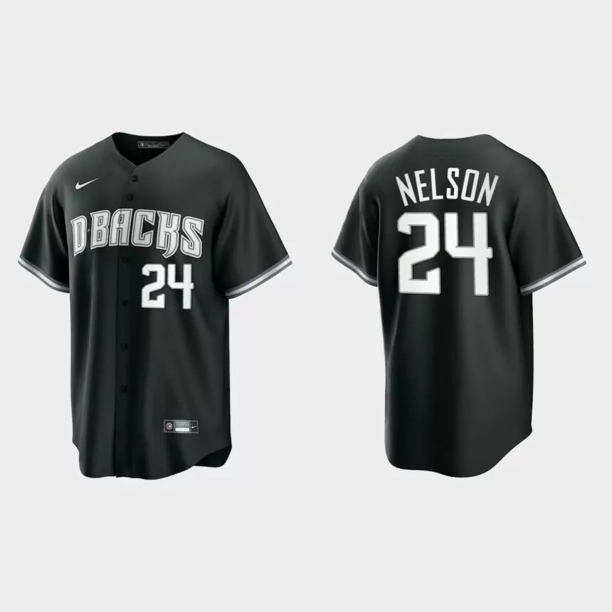 Arizona Diamondbacks Kyle Nelson Replica Official Jersey – Black White.jpg