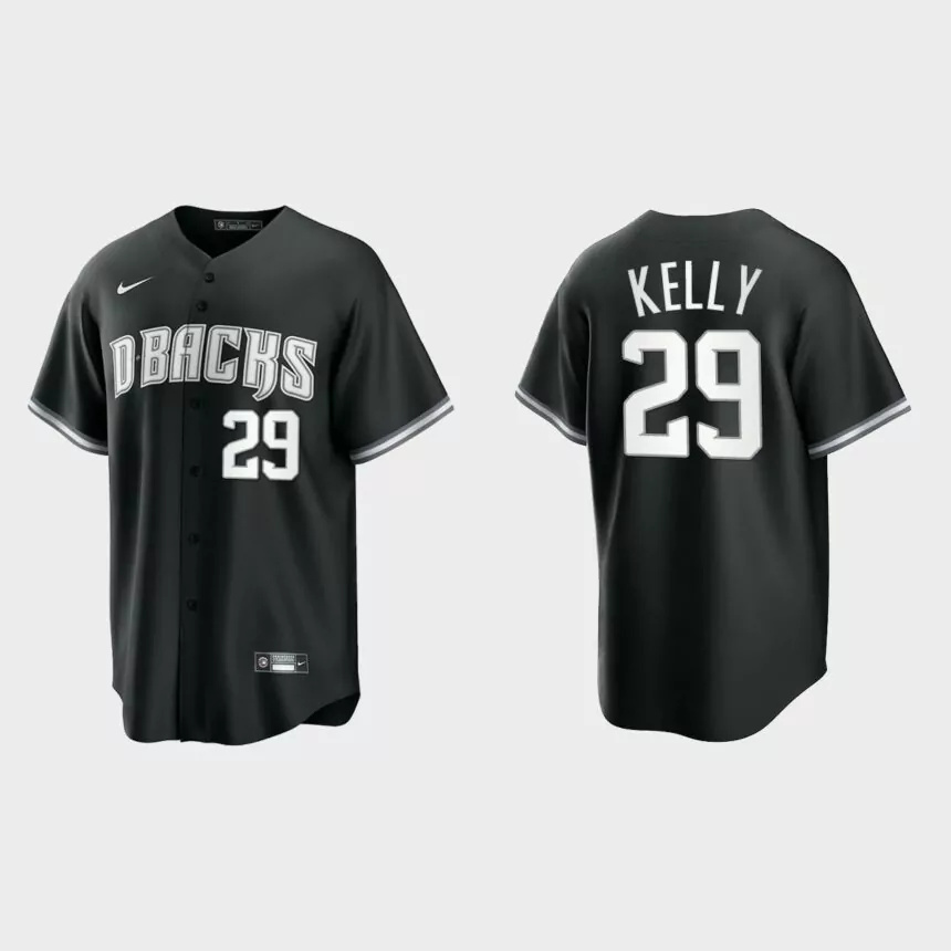 Arizona Diamondbacks Merrill Kelly Replica Official Jersey – Black White.jpg