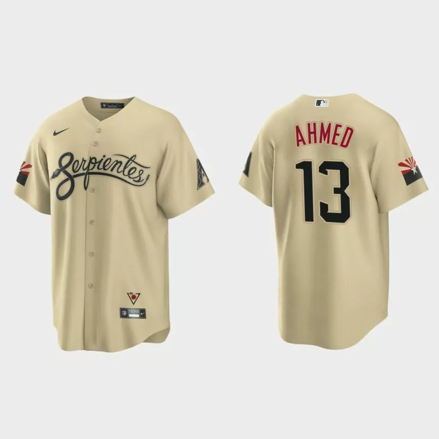 Arizona Diamondbacks Nick Ahmed 2021 City Connect Replica Jersey – Gold.jpg