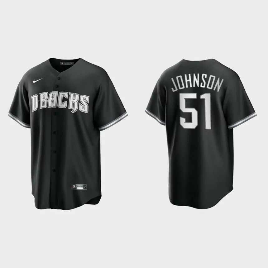 Arizona Diamondbacks Randy Johnson 2021 All Black Fashion Replica Jersey – Black White.jpg
