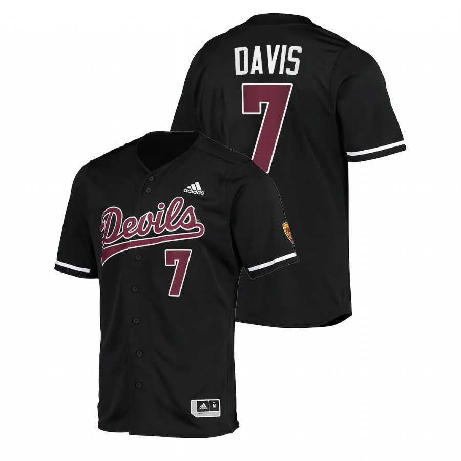 Arizona State Sun Devils Conor Davis Men Black College Baseball Replica Jersey