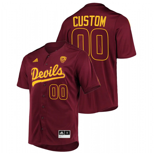Arizona State Sun Devils Custom Men Maroon College Baseball Button-Up Jersey