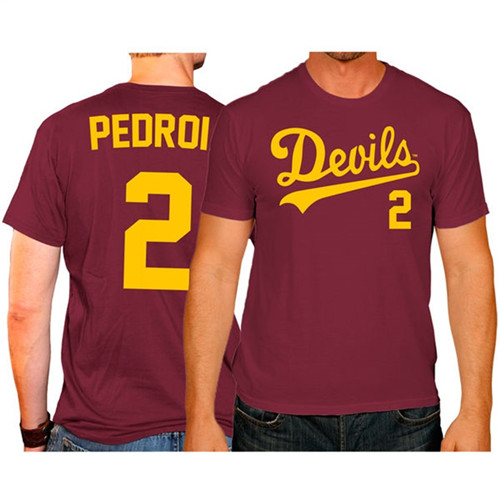 Arizona State Sun Devils Maroon Dustin Pedroia College Baseball Player T-shirt