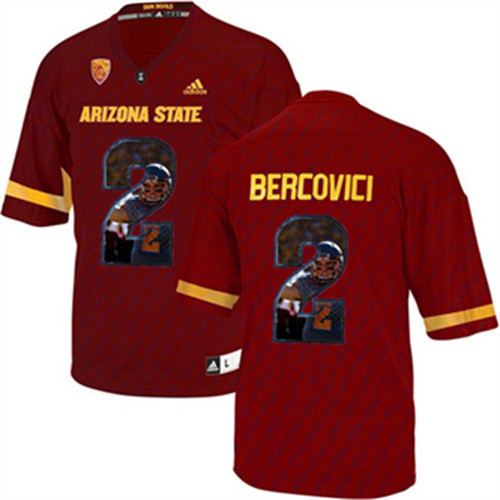 Arizona State Sun Devils Mike Bercovici Red Printing Player Portrait Football Jersey