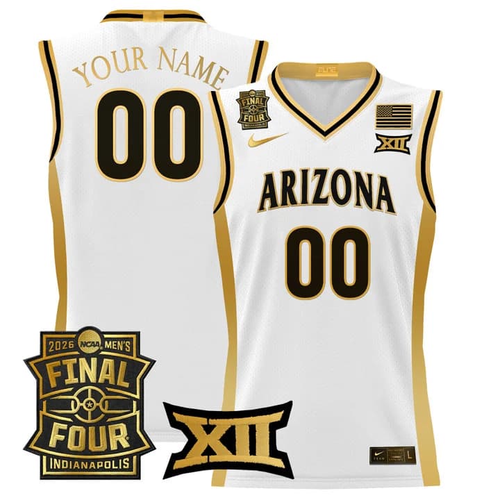 Arizona Wildcats 2026 Final Four Patch Custom Basketbal  l Jersey - All Stitched