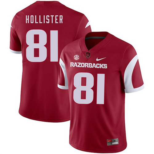 Arkansas Razorbacks Cardinal Cody Hollister 2018 Game College Football Jersey