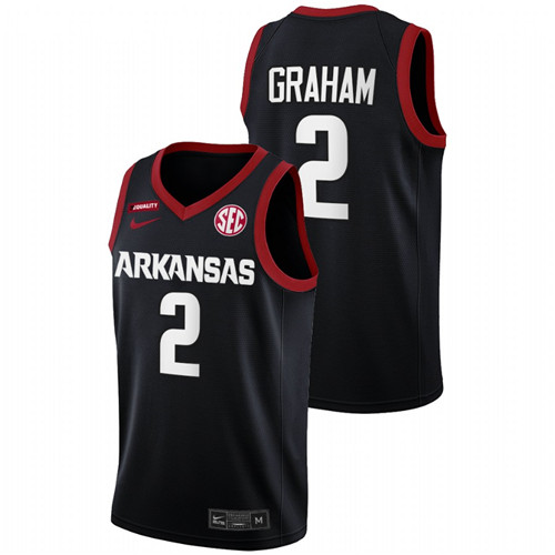Arkansas Razorbacks Jalen Graham College Basketball Black 2022 Transfer Jersey Men