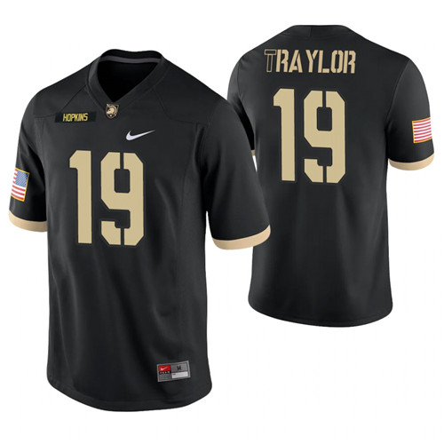 Army Black Knights 19 Delshawn Traylor Game College Football Jersey Black